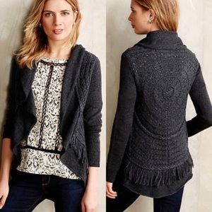 Anthro knitted and knotted boho open sweater